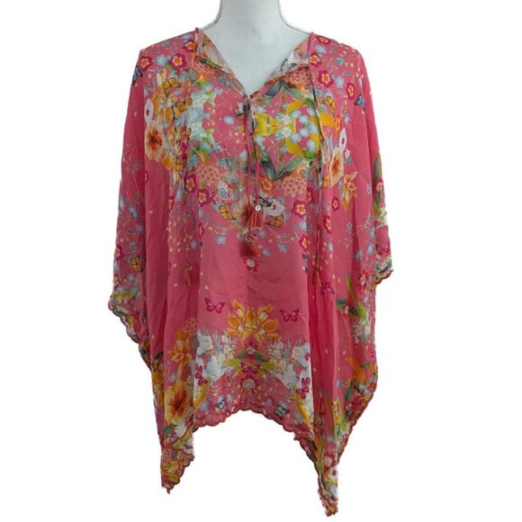 Johnny Was 100% Silk Nephi Loose Fit Poncho Top - Picture 6 of 10